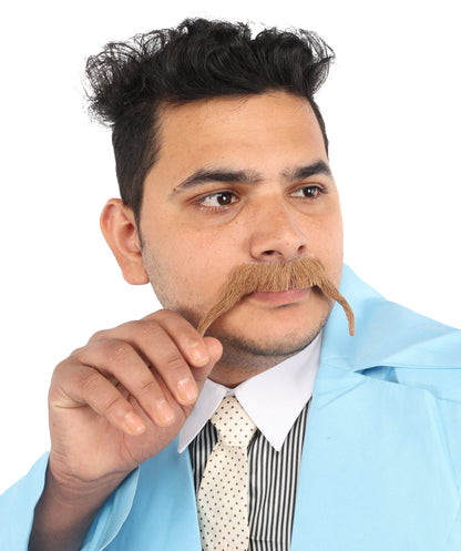 HPO  Men's Fake Human Hair Walrus Mustache | Brown Color