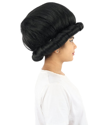 HPO Women's Voluminous Golden Blonde Grandma Wig | Medium Puffy Afro Style with Silver Texture, Synthetic Fiber & Adjustable Fit | Halloween, 100th Day of School, Theater & Funny Costume