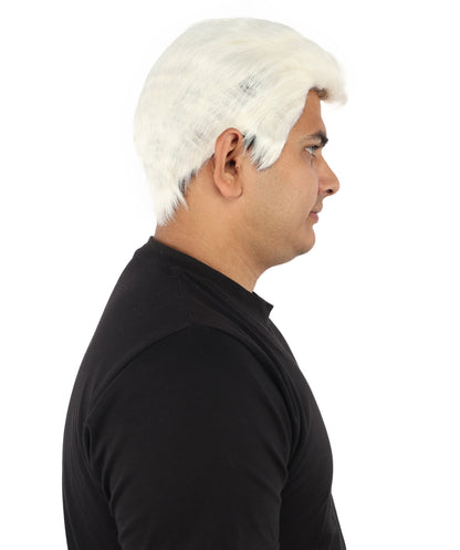 HPO Men's Side Swept Undercut Wig | Short Brown Texture with Tapered Sides, Heat Resistant Synthetic Fiber & Breathable Net | Halloween, Space Ranger Cosplay, Sci-Fi Theme Party & Roleplay