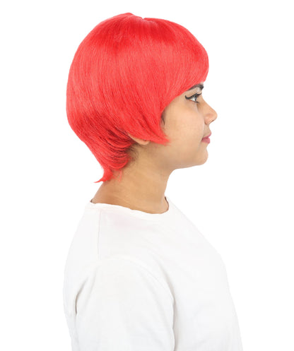 HPO Adult Women's Anime Trainer Character Wig | Vibrant hue multicolor options, create of synthetic fiber, short choppy bob with high side ponytail, breathable base | Cosplay, Halloween, theater, party, performance, costume events