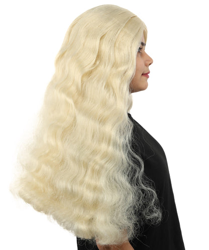 HPO Adult Women's Long Wavy Wig | Multiple Color Options | Center Parted Ginger Curls with Voluminous Ends, Heat Resistant Synthetic Fiber & Breathable Cap | Halloween, Teen Roleplay, Theater, Themed Party & Costume Events