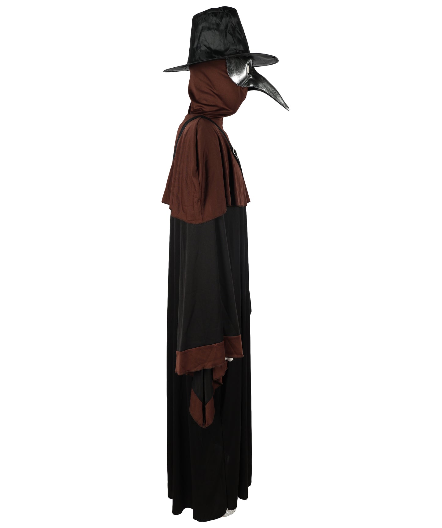 HPO Adult Men’s Plague Doctor Costume Set | Robe, Bird Beak Mask & Wide-Brim Hat | Adjustable Fit | For Halloween & Historical-Themed Events