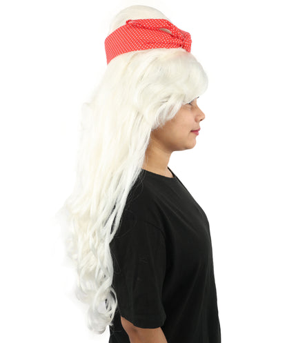 HPO Women’s Retro Beehive Wig with Red Bow | Multicolor Options | Extra Long Wavy Fancy Dress Accessory | Fancy Dress Accessory | Celebrity-Inspired Hair for Halloween, Cosplay & Music Tribute Parties