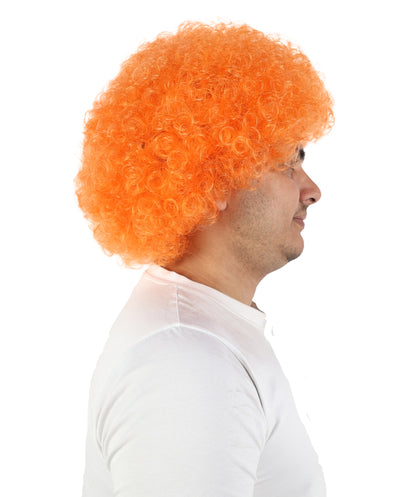 HPO Men's Multi-Color Options Curly Clown Wig | Flame-Retardant Synthetic Fiber and Standard Cap | Ideal for Parties, Cosplay, and Themed Events