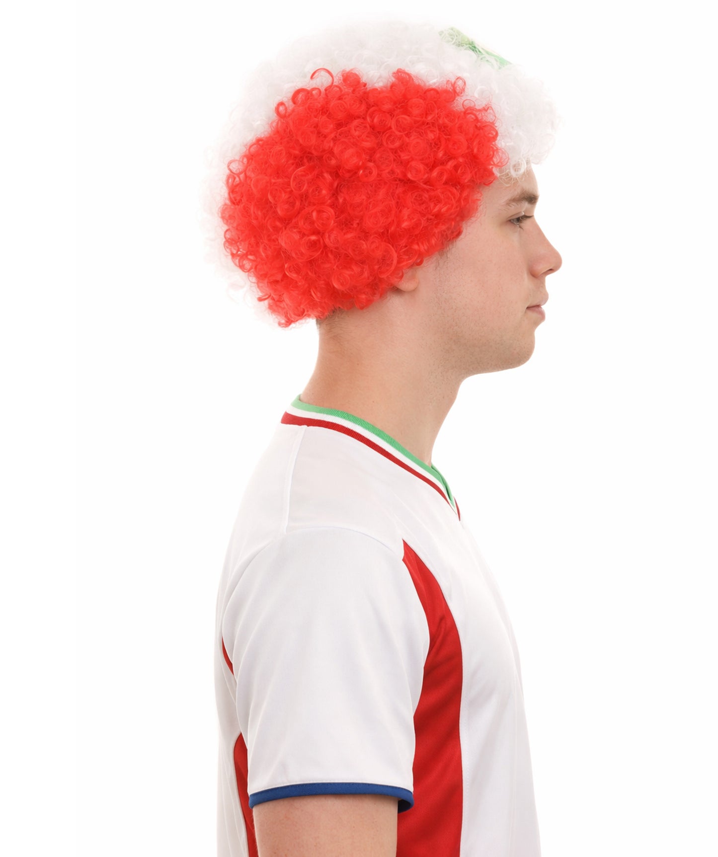 Peru Flag Sport Afro Wig |  Jumbo Red White Wig