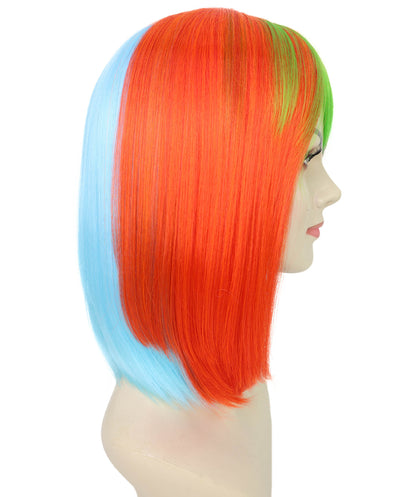 Women’s Shoulder Length multicolor Gaming Wig Bob Cut | Ideal for Halloween | Breathable Capless Cap