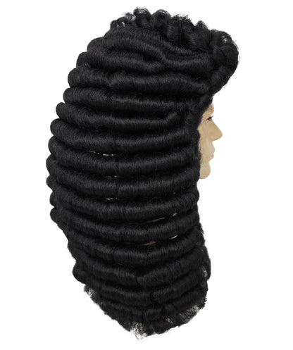Colonial Men Judge Curly Long White Wig | Premium Breathable Capless Cap