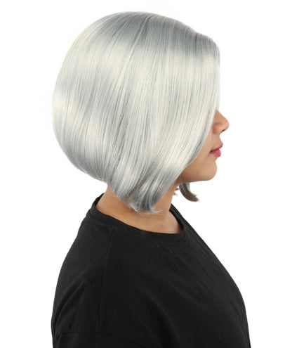 Adult Women's Two-Tone Bob Wig | Multiple Color Options | Short Straight Blunt Cut Inspired by American Pop Artist Look | Natural Hairline for Halloween and Cosplay