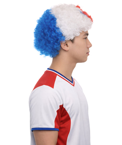 Panama Flag Sport Afro Wig | Blue Red White Jumbo Sport wig