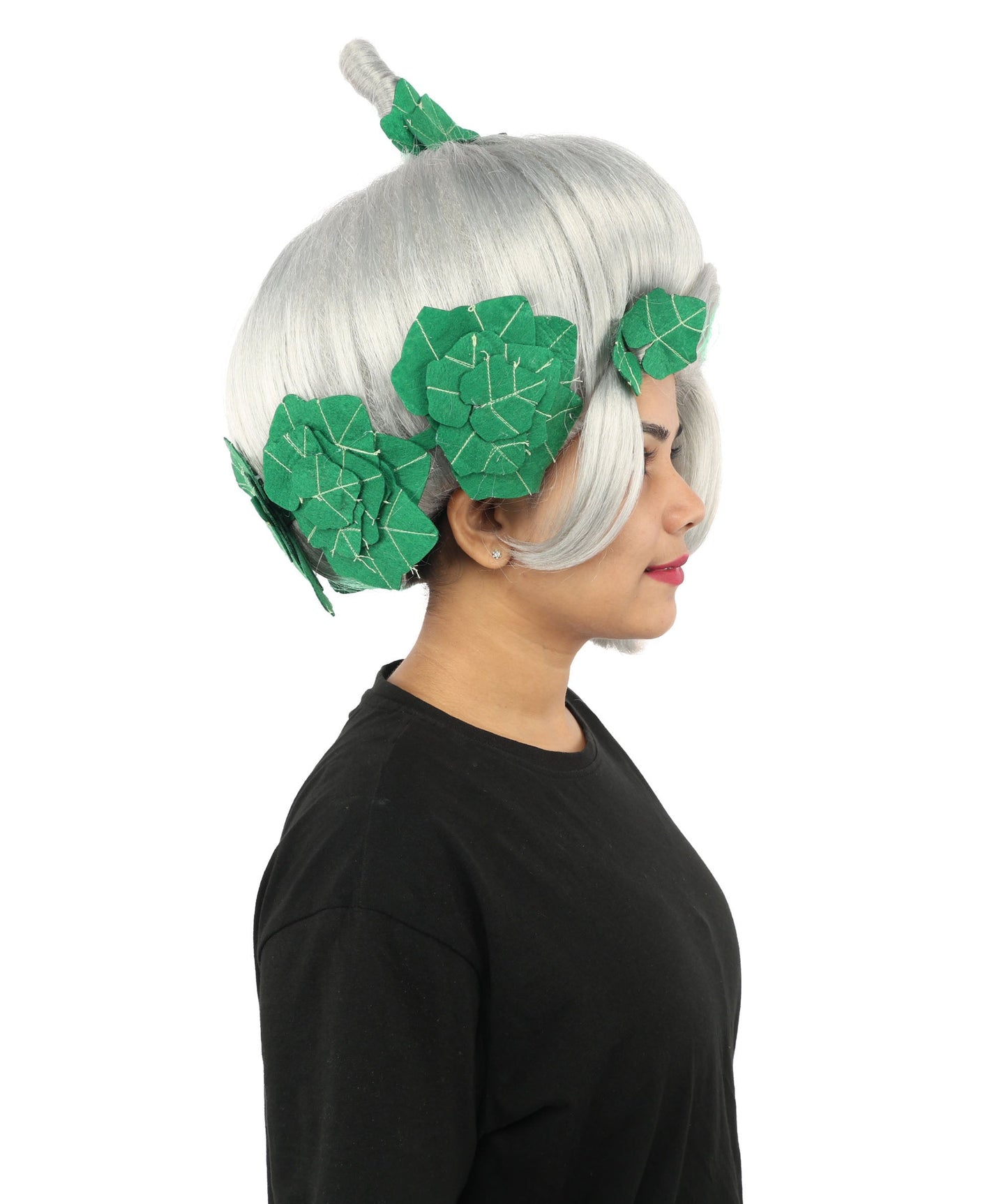 HPO Adult Women's Sculpted Pumpkin Show Wig | Multiple Color Options | Create of synthetic fiber, massive spherical updo with green leaf accents, breathable base | Halloween, theater, drag, performance, party, costume events