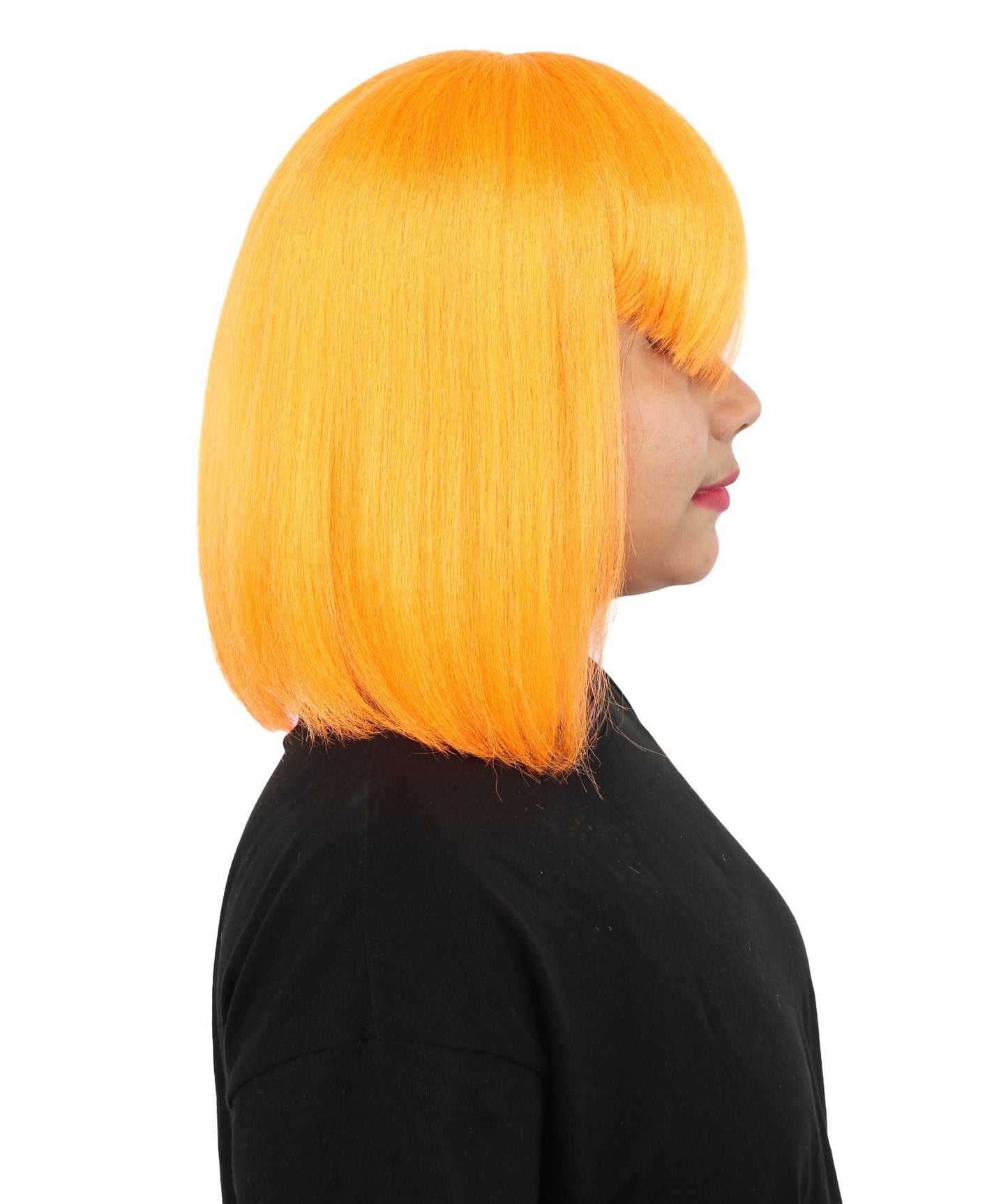 HPO Adult Women's Asymmetrical Bangs Bob Wig | Multiple Color Options | Create of synthetic fiber, sleek straight volume, breathable capless base | Party, Halloween, theater, drag, performance, costume events
