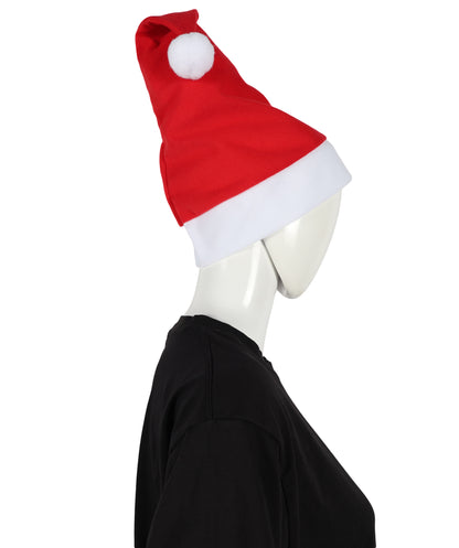 HPO Unisex Classic Velvet Christmas Santa Hat | Soft Red and White Festive Holiday Hat | Ideal for Holiday fun