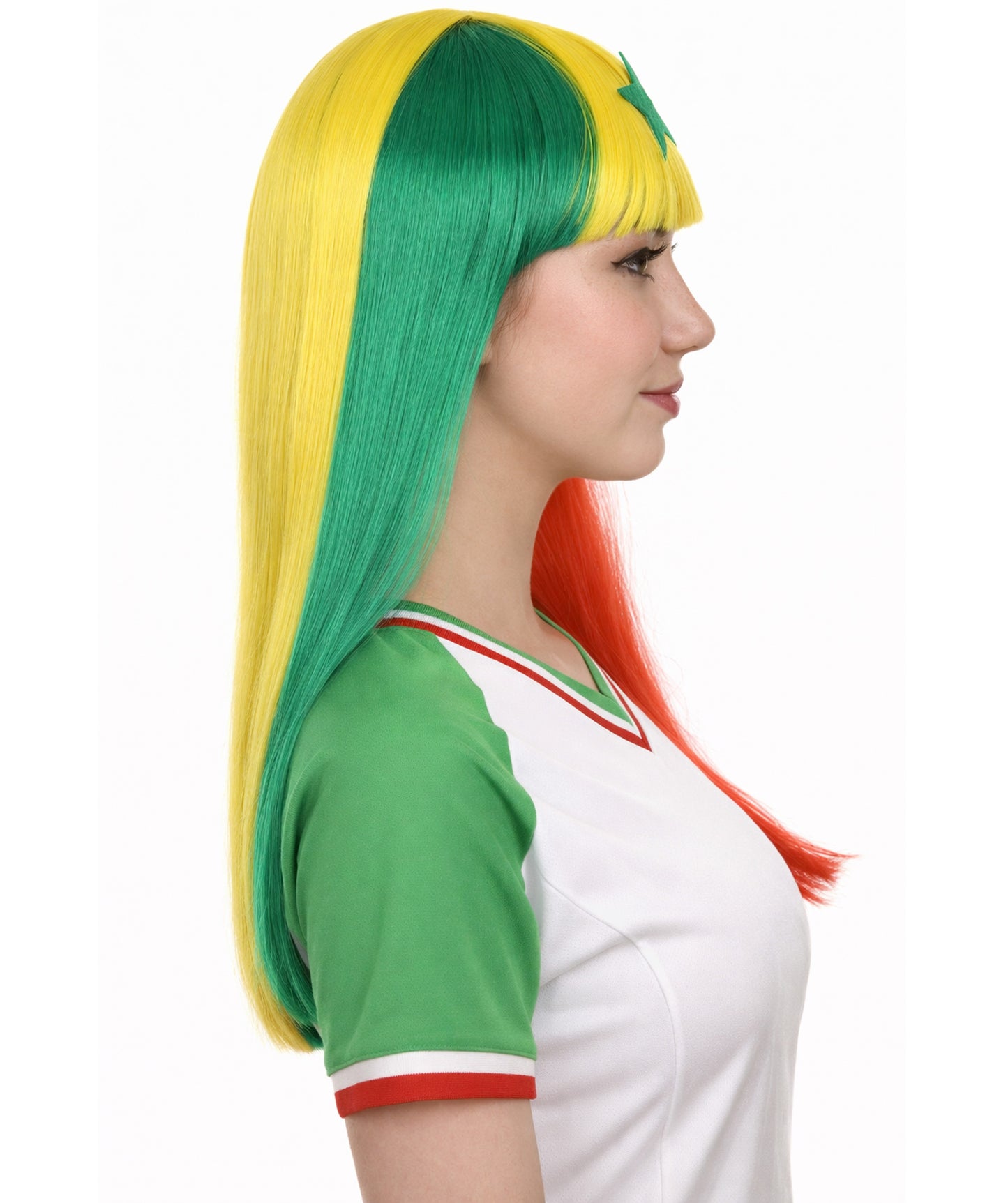 Senegal Flag Sport Party Long Bob Wig | Premium Breathable Capless Cap