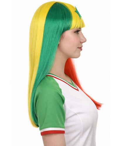 Senegal Flag Sport Party Long Bob Wig | Premium Breathable Capless Cap