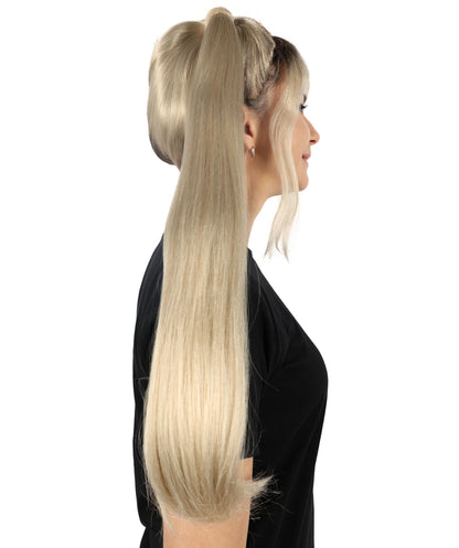 HPO Women Chic 90s Pop Star Wig Multiple Bun Style with Flirty Flair and Retro Appeal, Premium Breathable Capless Cap