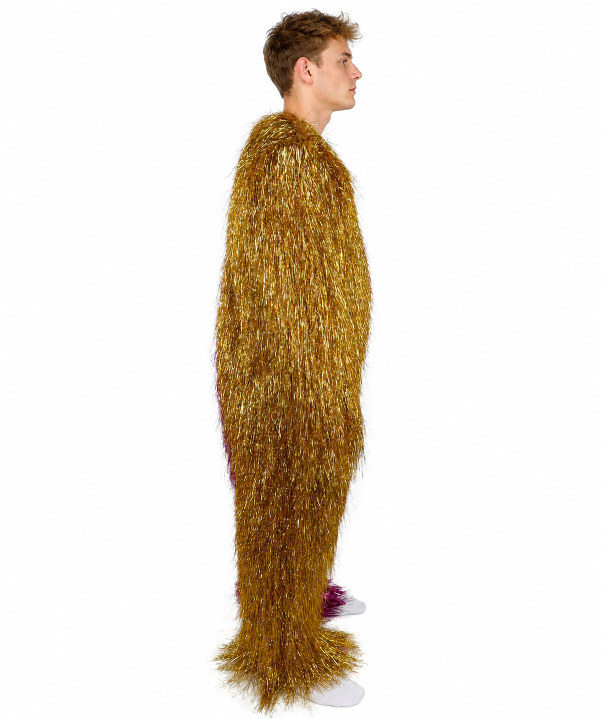 HPO Unisex Tinsel Hairy Two-Part Costume, Bundle & Mask Set | Full-Body Suit & Matching Mask | Long Hair Funny Costume for Halloween, Performers, Cosplay & Mascots