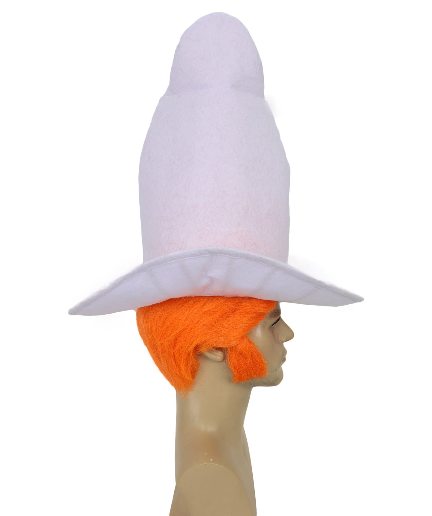 HPO Troll-Inspired Cowboy Wig – Funny Orange Character Hair with Tall White Hat Style | Halloween & Party Use