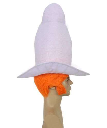 HPO Troll-Inspired Cowboy Wig – Funny Orange Character Hair with Tall White Hat Style | Halloween & Party Use