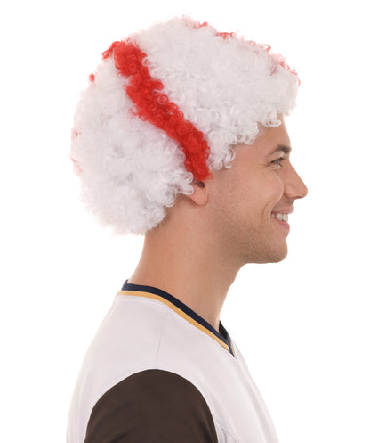 England Sport Afro Fun Wig | Red White Jumbo Wig
