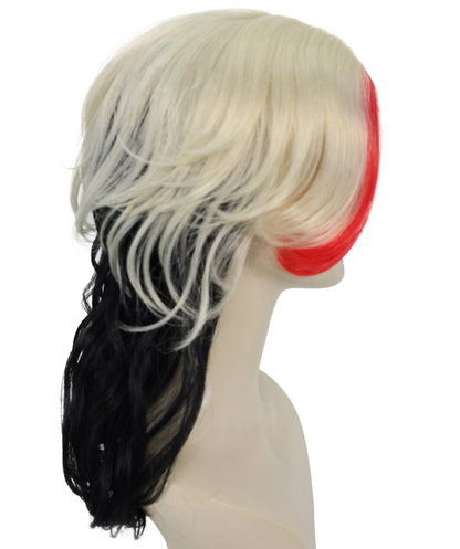 HPO Women’s Multicolor Shoulder-Length Wig | Bold Halloween Hair | Breathable Capless Cap