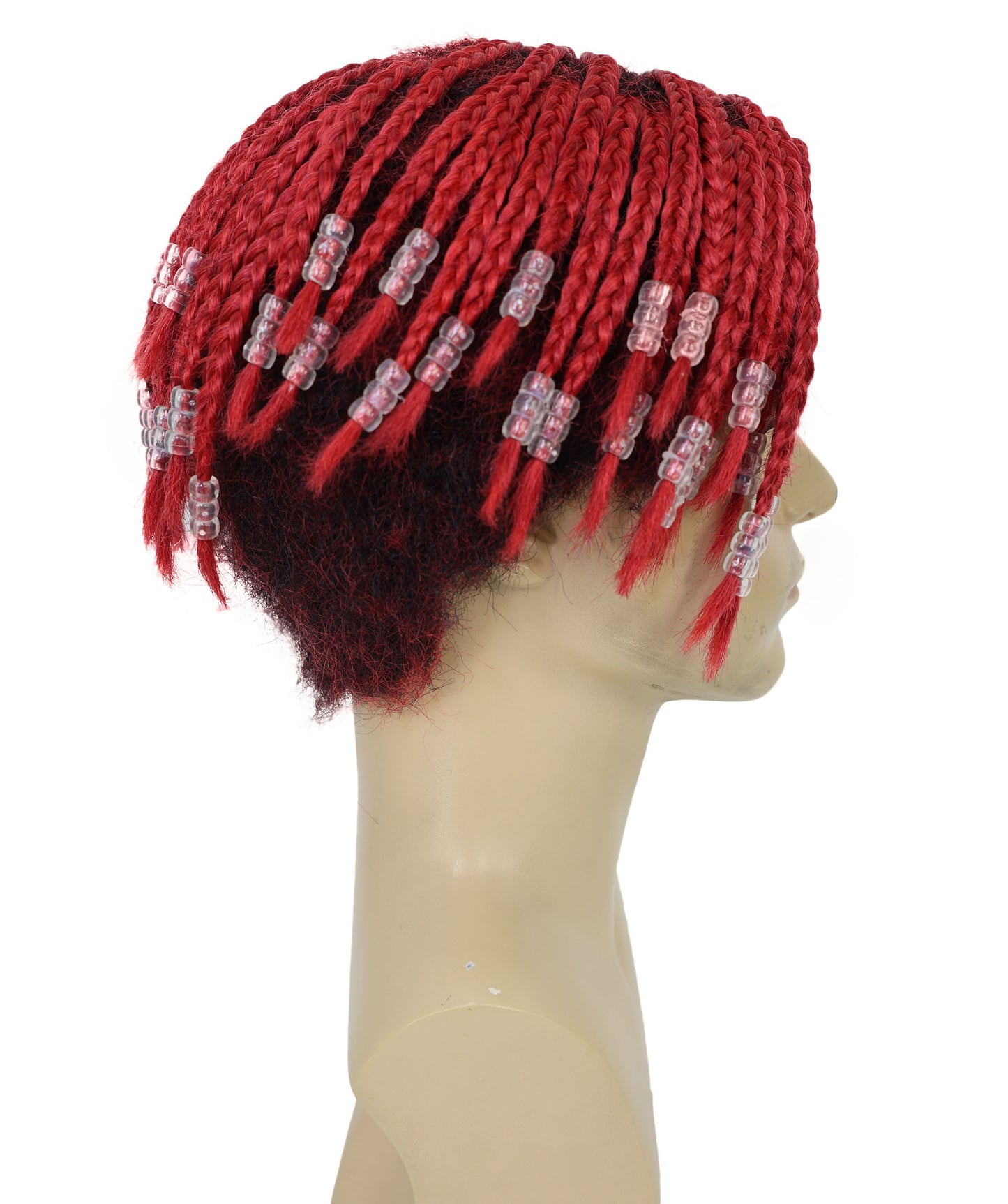 HPO Men’s Red Dreadlocks Wig | Short Synthetic Rapper-Style Hairpiece for Costumes, Performances & Events | Breathable Capless Cap