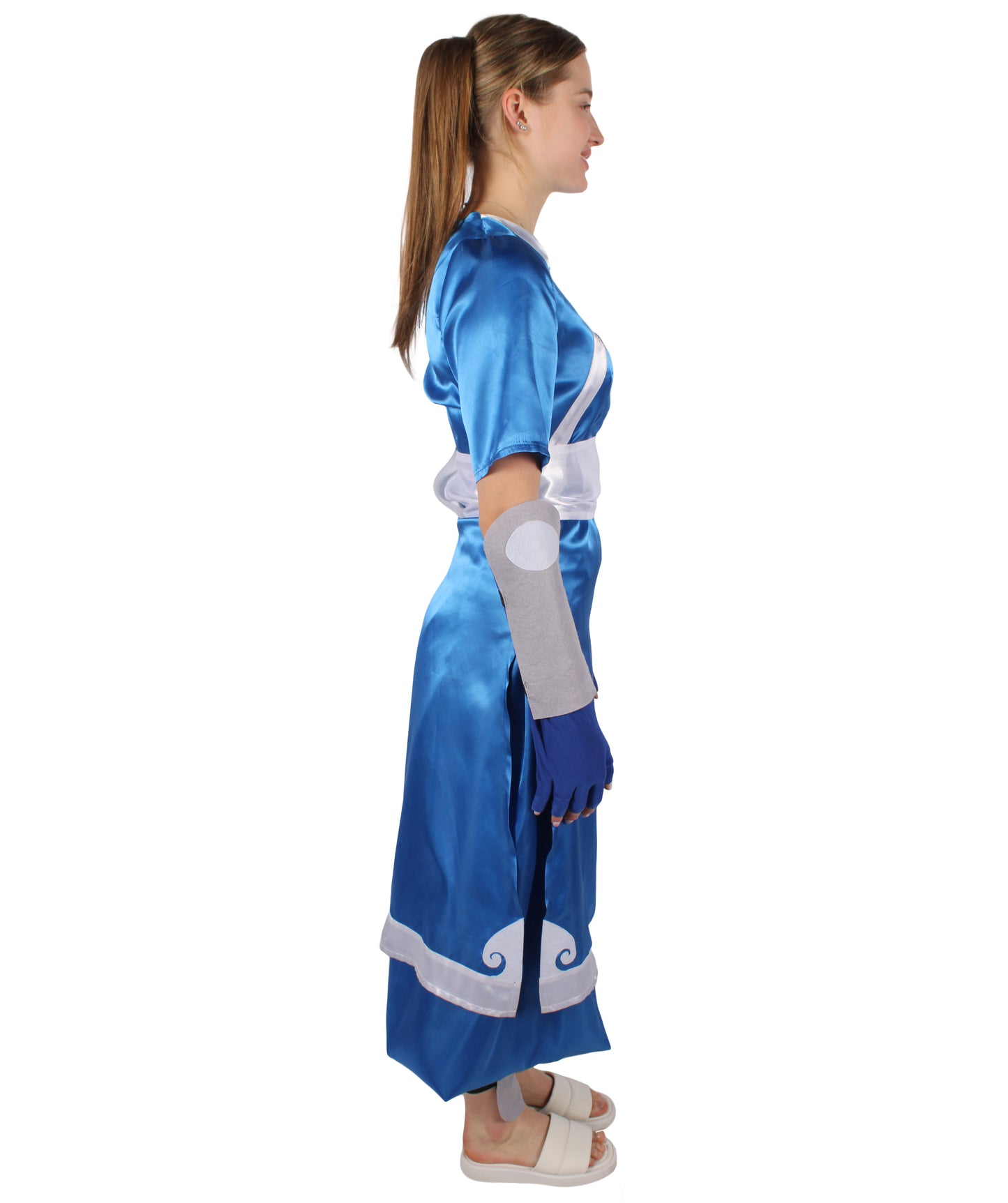 HPO Women's American Anime Series Water Controller Blue & White Long Costume Set I Suitable for Halloween I Flame-retardant Synthetic Fabric