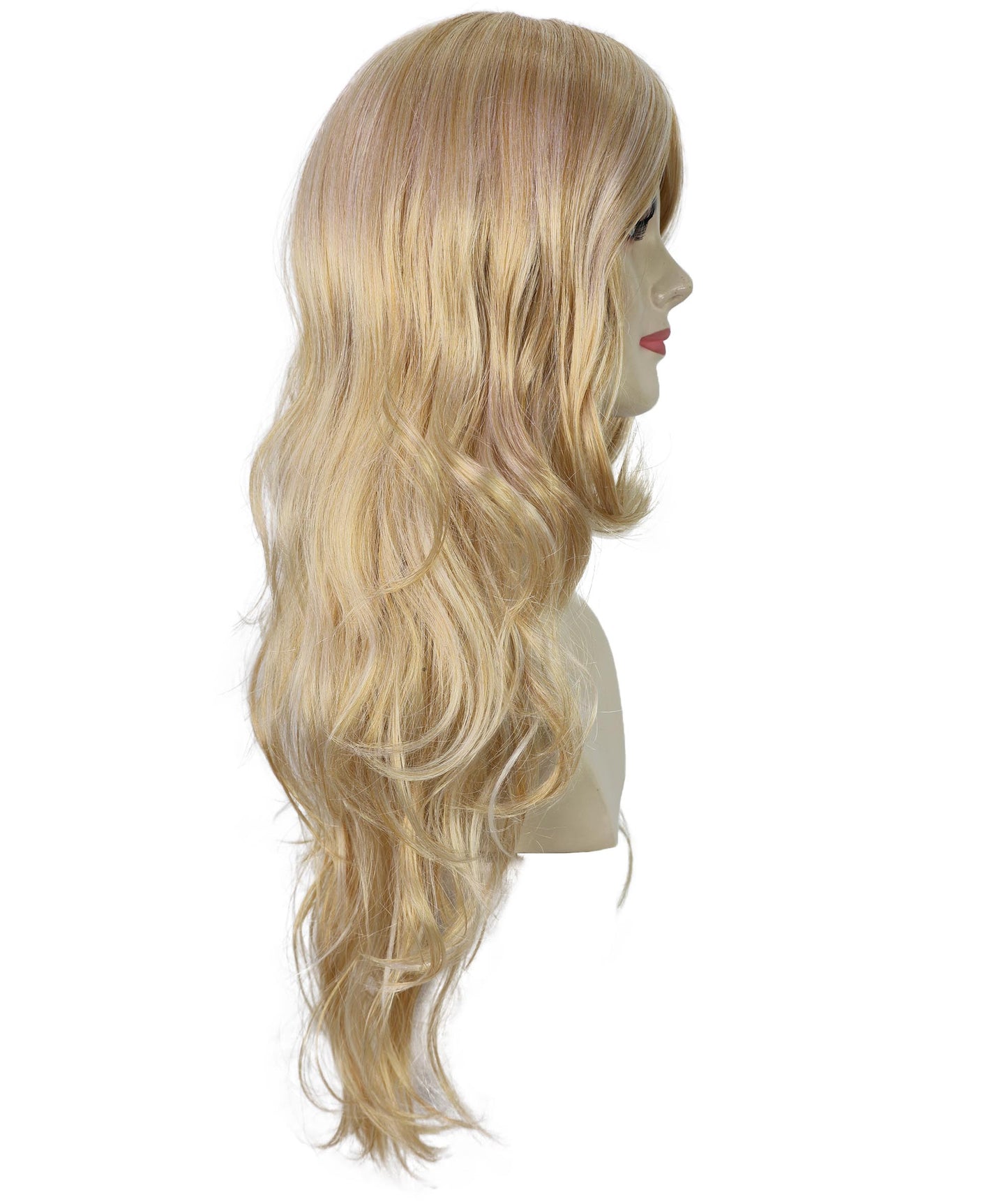HPO Women Wavy Hot Honey Blonde Wig – Perfect for 70s Disco, Retro Costumes, Halloween and Cosplay, Themed Events, Breathable and comfortable cap design