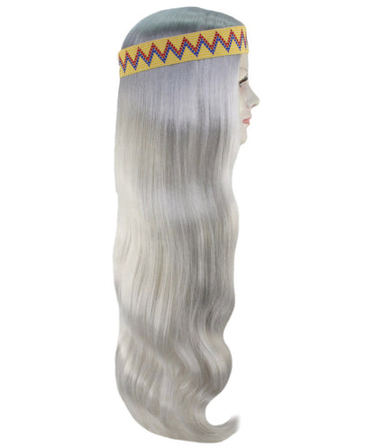 HPO Adult Female WIG Hippie Long with Headband – Boho Multiple Wigs Premium Breathable Capless Cap with Flame Retardant Synthetic Fiber Hair