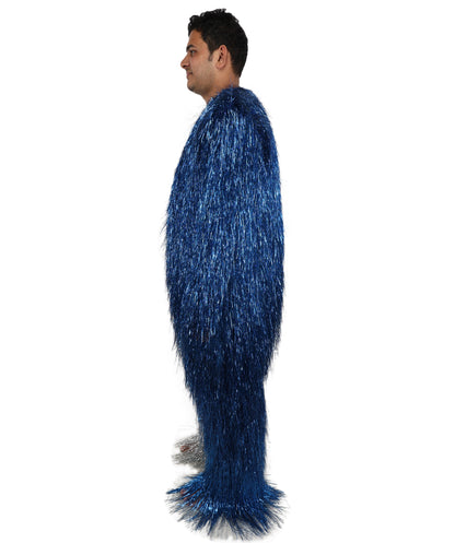 HPO Unisex Tinsel Hairy Two-Part Costume, Bundle & Mask Set | Full-Body Suit & Matching Mask | Long Hair Funny Costume for Halloween, Performers, Cosplay & Mascots