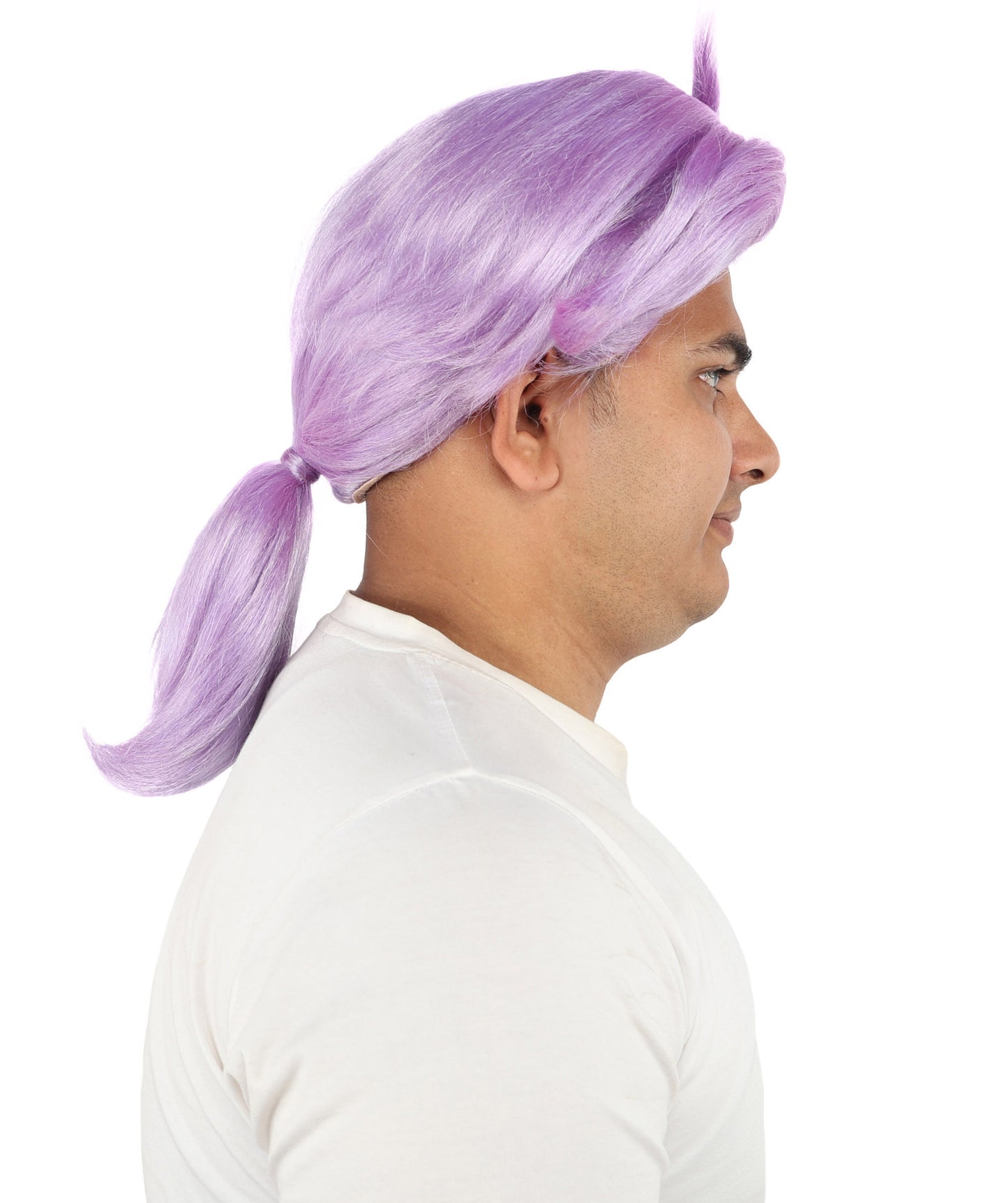 HPO Men's Golden Blonde Curtain Bang Wig | Shoulder Length Wavy Surfer Style, Heat Resistant Synthetic Fiber & Breathable Net | Halloween, Funny Roleplay, Theater, 90s Party & Costume Events