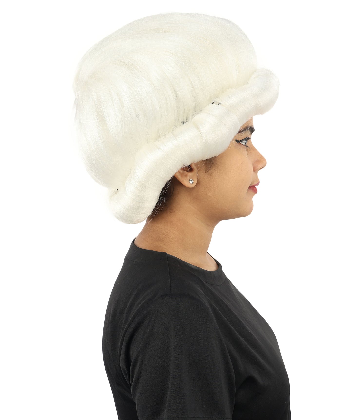HPO Women's Voluminous Golden Blonde Grandma Wig | Medium Puffy Afro Style with Silver Texture, Synthetic Fiber & Adjustable Fit | Halloween, 100th Day of School, Theater & Funny Costume