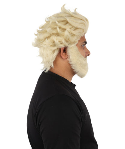 HPO Adult & Teen Men’s 11-Inch Spiky Wig with Beard Set | Multiple Color Options, Ideal for Cosplay, and Themed Events | Bold Style for Fun and Creative Looks