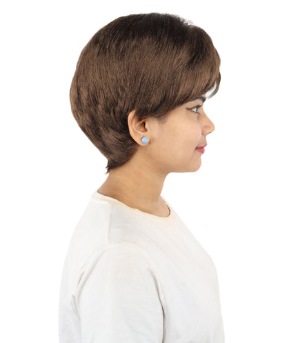 HPO Adult Women’s Short Black Wig | 10 Inch, Sleek and Smooth Bob Hairpiece | Ideal for Cosplay, Costume, and Themed Events