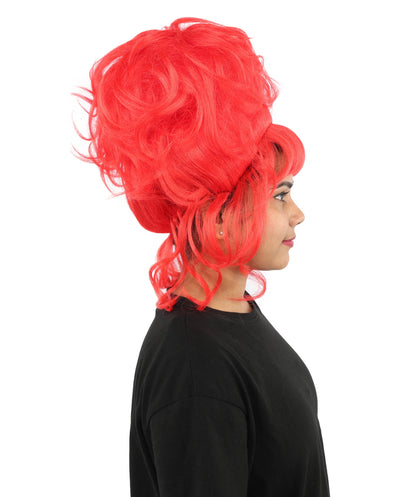 HPO Adult Women's Elegant Updo Tendril Wig | Multiple Color Options | Pastel peach hue, create of synthetic fiber, high teased volume with face-framing strands, breathable capless cap | Party, Halloween, theater, drag, performance, costume events