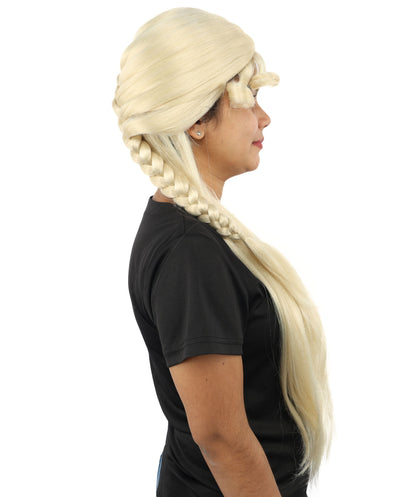 HPO Women's Braided Fantasy wig | Textured woven side plait, created of flame-retardant synthetic fiber, capless base | Theater, stage, costume events, drag