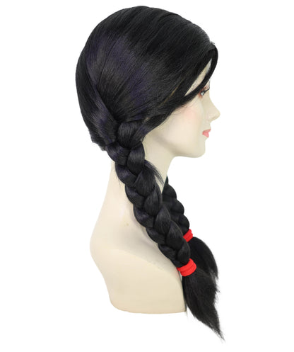 HPO Women's Fantasy Long Braided Black Wig | Elegant Adults Cosplay Hairpiece | Halloween Roleplay & Themed Events