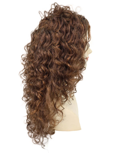 HPO Women’s Mariah 23-inch Long Voulomous Long Mahogany Brown Curly Wig | Halloween and Cosplay Wig | Flame-retardant Synthetic Fiber