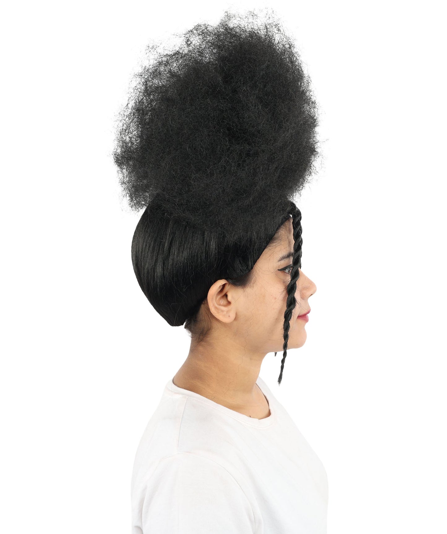 HPO Women’s Afro Puff Black Wig with Natural-Textured Curls | High-Puff Synthetic Wig for Halloween and Cosplay | Capless Design | Soft Volume & Style for Festival Fashion