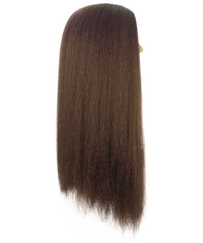 HPO Adult Men's Long Straight Brown Hippy Wig | Halloween and Cosplay Wig | Flame-retardant Synthetic Fiber