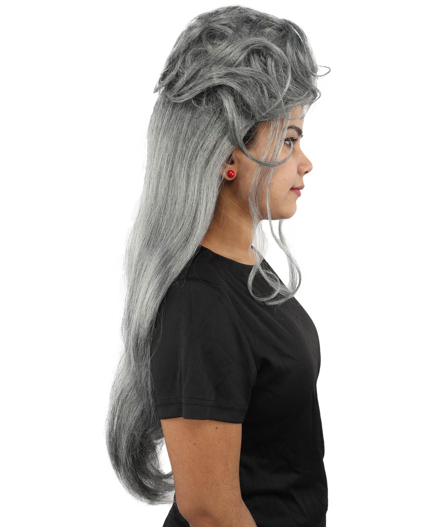 HPO Extra Long Messy Dark Grey Zombie-Style Wig | Distressed Hairpiece for Halloween, Cosplay, Themed Parties, Stage Performances & Haunted Roleplay