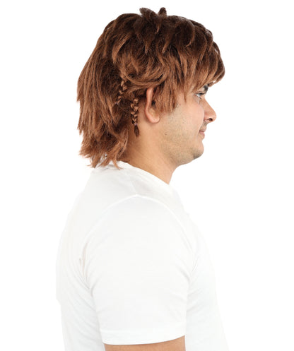 HPO Men's 13 Inch Medium Length Brown Wig – Capless Cap Wig | Soft Layered Style for Cosplay, Theater, Comic Con & Themed Dress-Up Events