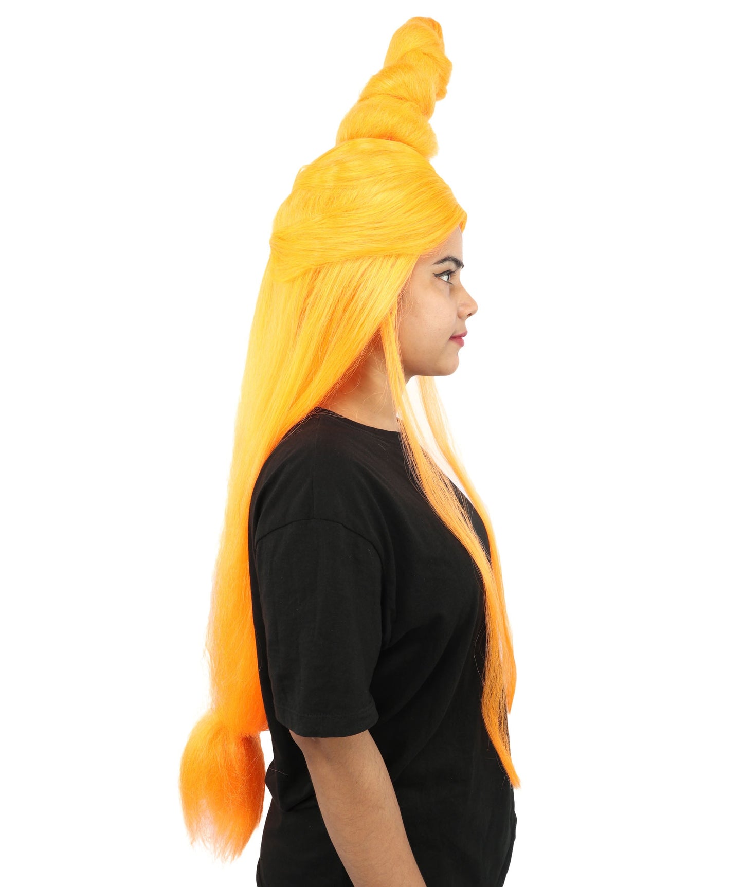 HPO Adult Women's Sculpted Loop Topknot Wig | Multiple Color Options | Create of synthetic fiber, gravity-defying twisted vertical bun with long face-framing strands, breathable base | Party, Halloween, theater, drag, performance, costume events