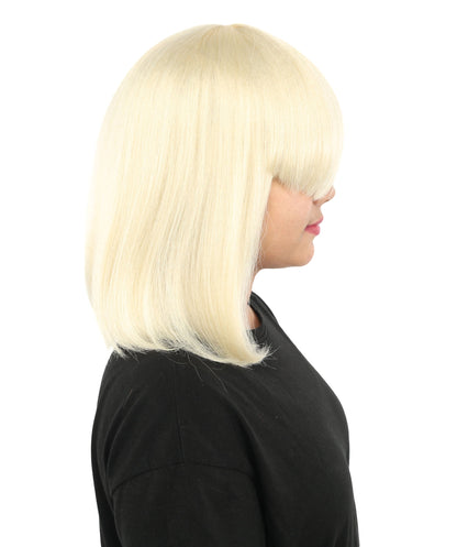 HPO Adult Women's Asymmetrical Bangs Bob Wig | Multiple Color Options | Create of synthetic fiber, sleek straight volume, breathable capless base | Party, Halloween, theater, drag, performance, costume events
