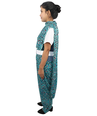 HPO Women's Vintage Disco Dancer Costume | Sleek Patterned Jersey Construction with Satin Accent Belt and Neck Muffler | Ideal for Halloween, Theater, Drag, and 1970s Performance Events