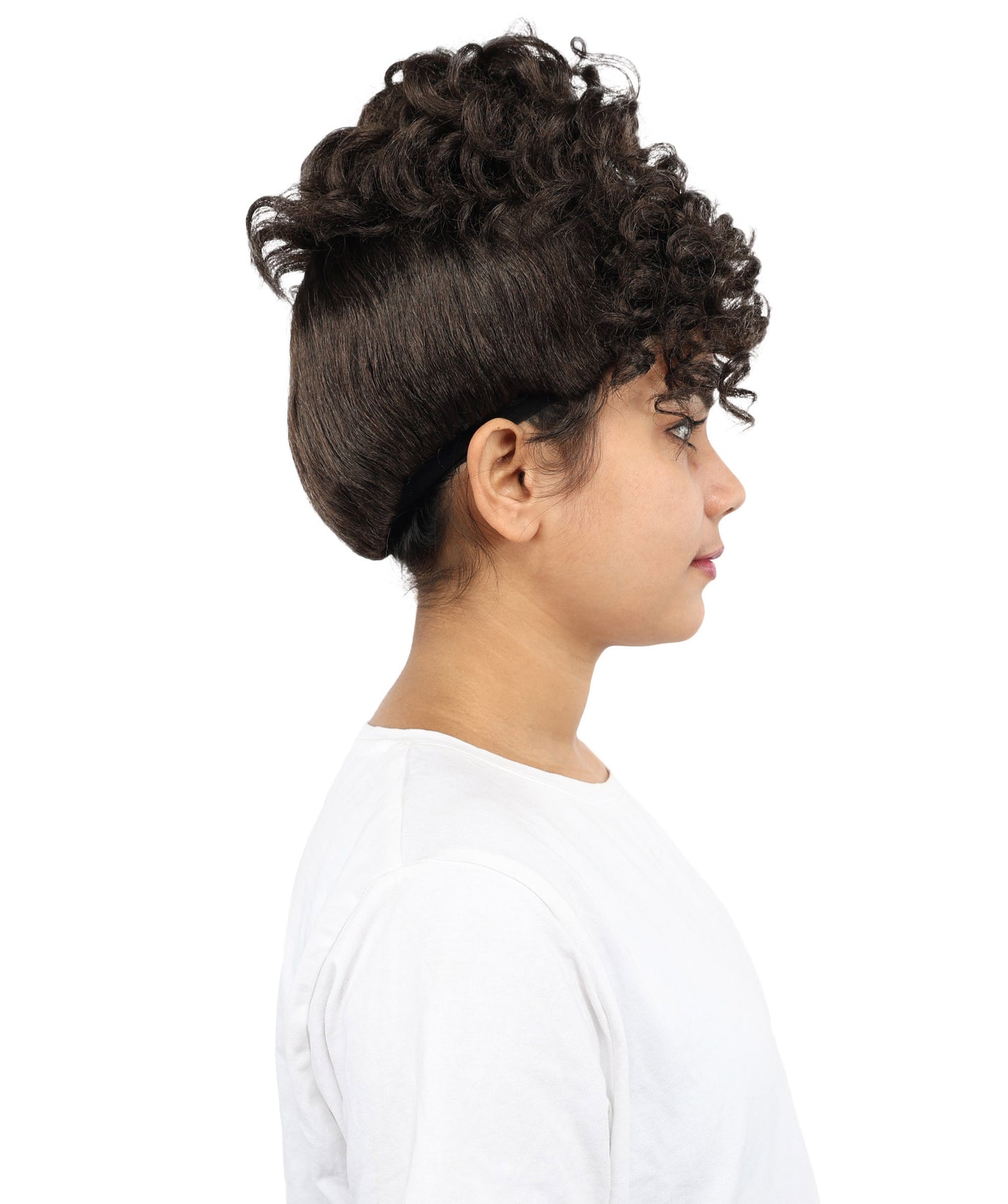HPO Women's Medium Tight Curly Light Black Wig | Retro-Style Synthetic Hairpiece for Cosplay, Festivals, Stage Shows,  Parties & Photoshoots