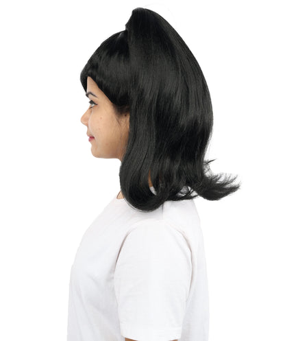 HPO Women’s Long Length Black Sleek High Ponytail Wig – 16 Inch Synthetic Hair with Capless Cap | Stage Style Headpiece for Halloween Parties & Cosplay