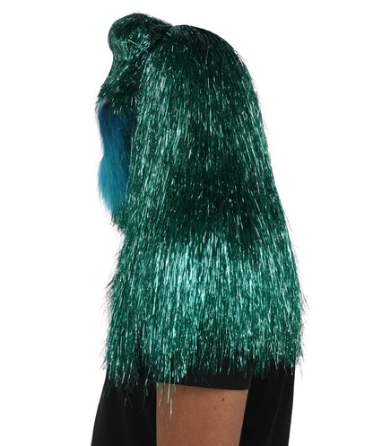 HPO Unisex Tinsel Hairy Two-Part Costume, Bundle & Mask Set | Full-Body Suit & Matching Mask | Long Hair Funny Costume for Halloween, Performers, Cosplay & Mascots