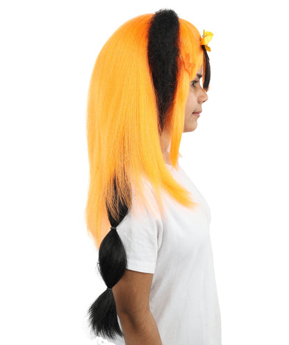 HPO Women's Romantic Multicolor Women's Princess Wig | Long Loose Ringlets with Half-Up Ponytail Styling | Fairytale Cosplay and Theatrical Productions.