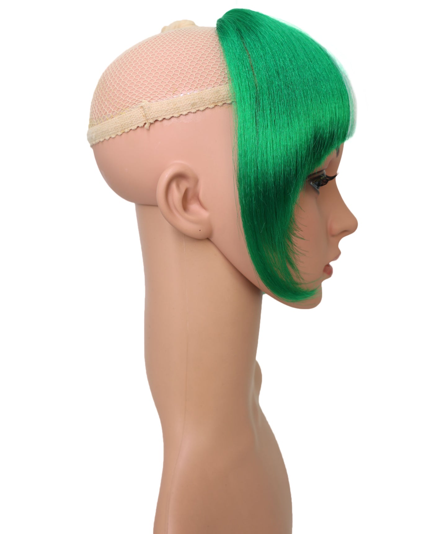 HPO Women's Short Straight Nigeria Flag Wig – Green & White Fringe Style | Ideal for Sports Fans & National Celebrations