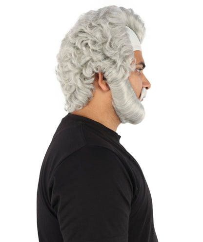 HPO Men’s Short Brown Curly Wig Beard & Mustache Set – Messy Sleepy Style Wig with Natural Afro Curls | Animated Movie-Inspired for Halloween & Cosplay Characters